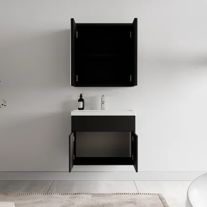 Badplaats Badkamermeubel Montreal 60cm met spiegelkast - mat zwart 3