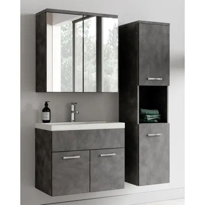 Meuble de salle de bain Montreal 01 - Badplaats - 60 cm Gris - mirroir cabinet 2