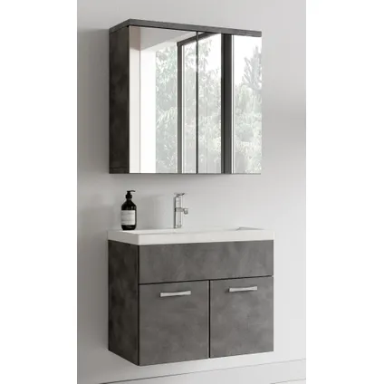 Meuble de salle de bain Montreal 01 - Badplaats - 60 cm Gris - mirroir cabinet 4