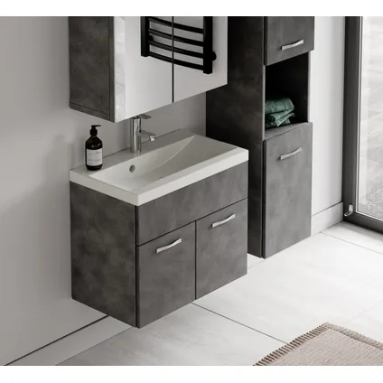 Meuble de salle de bain Montreal 01 - Badplaats - 60 cm Gris - mirroir cabinet 5