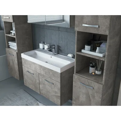 Meuble de salle de bain de Paso XL - Badplaats - Beton gris – Armoire rangement 4