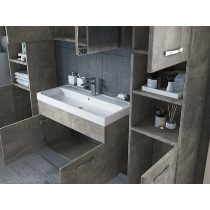 Meuble de salle de bain de Paso XL - Badplaats - Beton gris – Armoire rangement 5