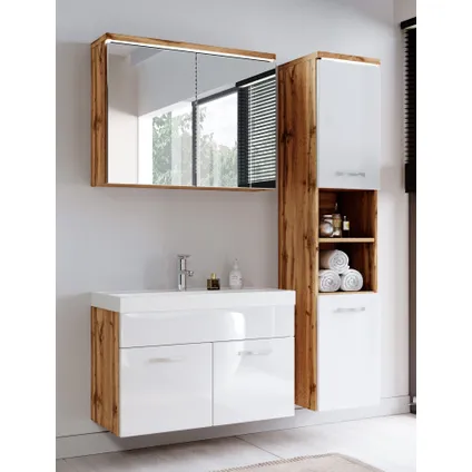 Meuble de salle de bain de Paso 80 cm - Badplaats - Chene avec blanc – Armoire 2
