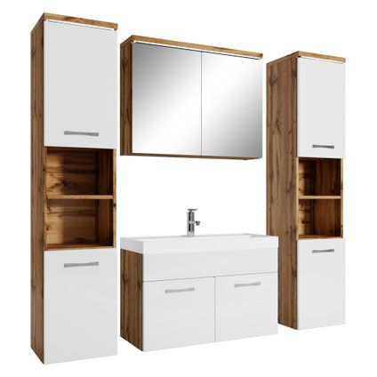 Meuble de salle de bain de Paso XL - Badplaats - Chene avec blanc – Armoire