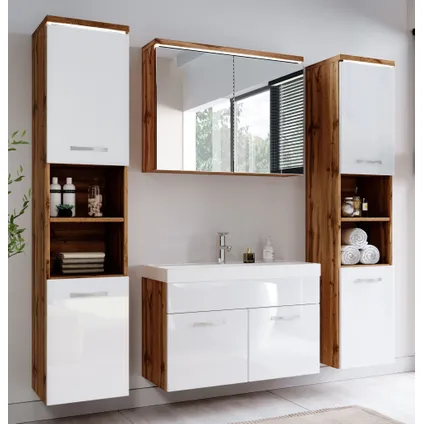 Meuble de salle de bain de Paso XL - Badplaats - Chene avec blanc – Armoire 2