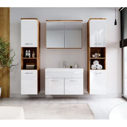Meuble de salle de bain de Paso XL - Badplaats - Chene avec blanc – Armoire 3