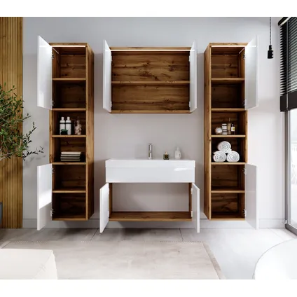 Meuble de salle de bain de Paso XL - Badplaats - Chene avec blanc – Armoire 4