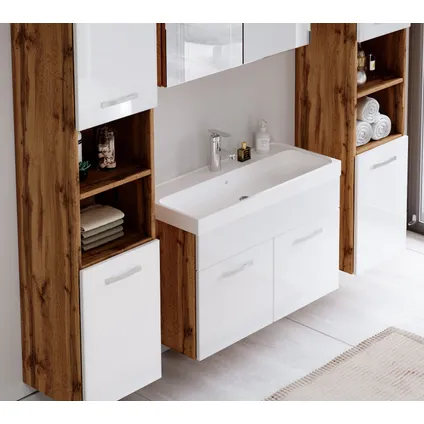 Meuble de salle de bain de Paso XL - Badplaats - Chene avec blanc – Armoire 5