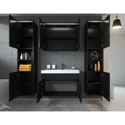 Badplaats Badkamermeubel Paso XL LED 80cm met spiegelkast - hoogglans zwart 3