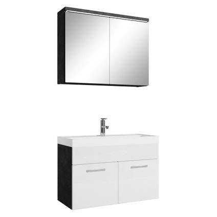 Meuble de salle de bain Paso 02 - Badplaats - 80 cm - Gris avec blanc - Armoire