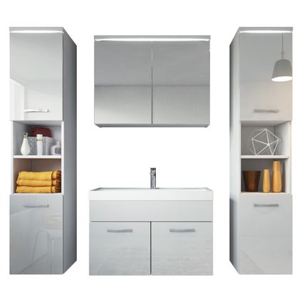 Meuble de salle de bain de Paso XL - Badplaats - Blanc brillant – Armoire meuble