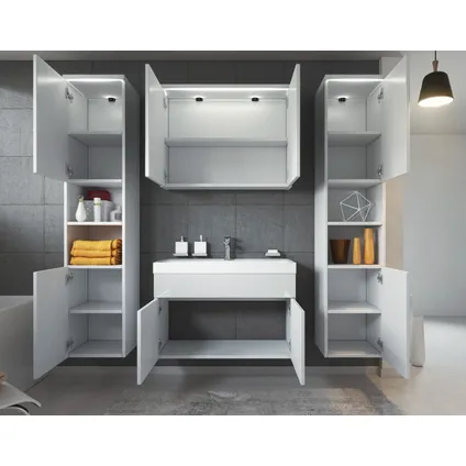 Meuble de salle de bain de Paso XL - Badplaats - Blanc brillant – Armoire meuble 3