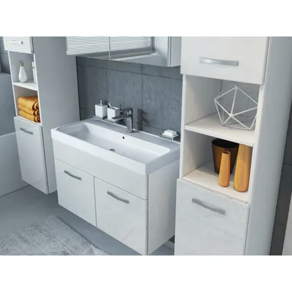Meuble de salle de bain de Paso XL - Badplaats - Blanc brillant – Armoire meuble 4