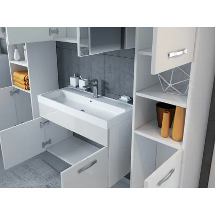 Meuble de salle de bain de Paso XL - Badplaats - Blanc brillant – Armoire meuble 5