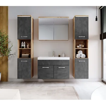 Meuble de salle de bain de Paso XL - Badplaats - Chene avec gris – Armoire 3