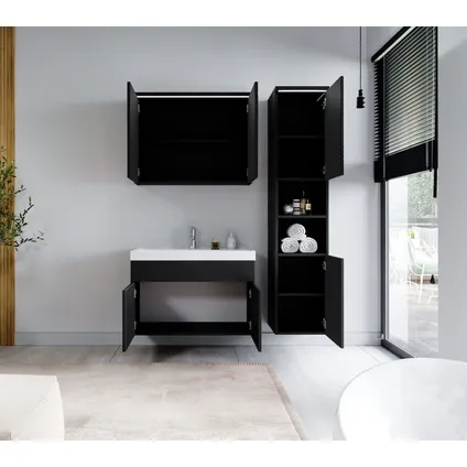Meuble de salle de bain de Paso 80 cm - Badplaats - Noir mat – Armoire meuble 3