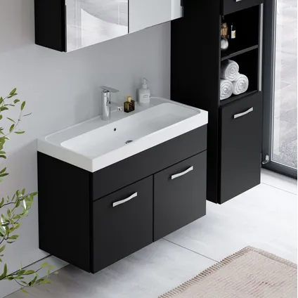 Meuble de salle de bain de Paso 80 cm - Badplaats - Noir mat – Armoire meuble 4
