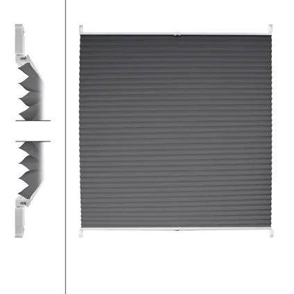 ECD Germany Window Plissé Blind 90x100 cm Donkergrijs - Niet boren & niet lijmen 3