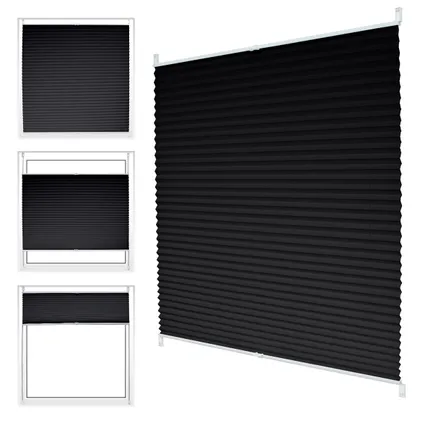 ECD Germany Window Plissé Blind 70x100 cm Zwart - Niet boren & niet lijmen 5