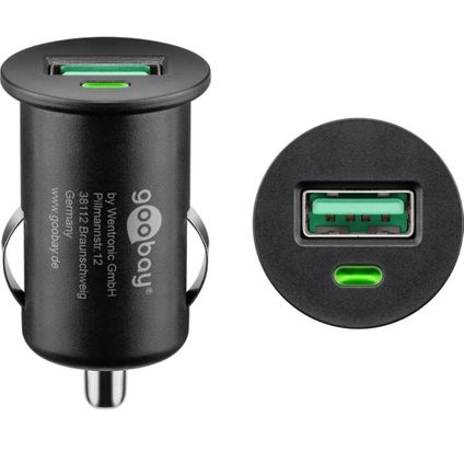Chargeur de voiture USB Goobay avec 1 port - Quick Charge 3.0 - 3A - Noir