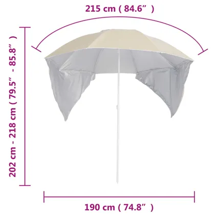 vidaXL Parasol de plage avec parois latérales Sableux 215 cm 10