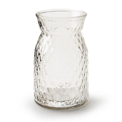 Jodeco Bloemenvaas - helder bewerkt/transparant glas - H25 x D13.5 cm