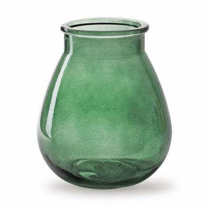 Jodeco Bloemenvaas druppel vorm - mistic groen/transparant glas - H17 x D14 cm