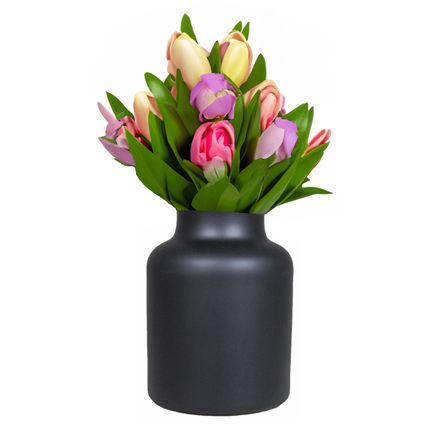 Floran bloemenvaas - Apotheker model - mat zwart glas - H20 x D15 cm