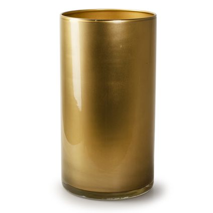 Jodeco Bloemenvaas - cilinder model glas metallic goud - H30 x D15 cm
