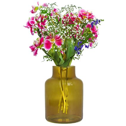 Floran Vaas - apotheker model - okergeel/transparant glas - H20 x D15 cm