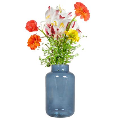 Floran Vaas - apotheker model - blauw/transparant glas - H25 x D15 cm