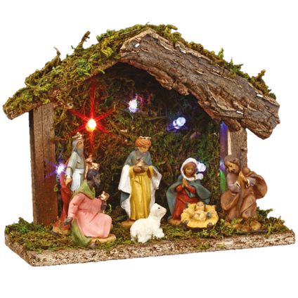 Feeric lights & Christmas Kerststal - met figuren - L18 x H13,5 cm