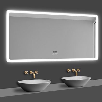 AICA Miroir lumineux avec Bluetooth 100 x 60cm, Mural Miroir avec 3 Couleurs