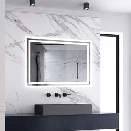 AICA Miroir lumineux 100x60cm acve anti-buée，Miroir salle de bain