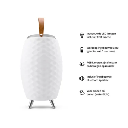 FlinQ Bali M - Speaker Lamp - Wijnkoeler - Bluetooth - RGB - Wit 2