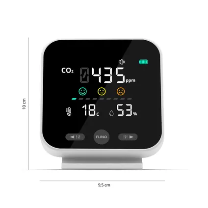FlinQ CO2 Meter - Luchtkwaliteitmeter - CO2 Meter Binnen - Temperatuurmeting 2