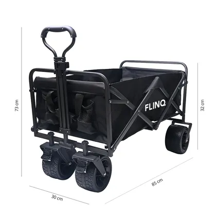 FlinQ Bolderkar - Opvouwbaar - Draaibare wielen - 130KG Draagkracht - 100L - Zwart 2