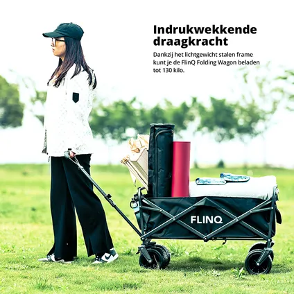 FlinQ Bolderkar - Opvouwbaar - Draaibare wielen - 130KG Draagkracht - 100L - Zwart 4