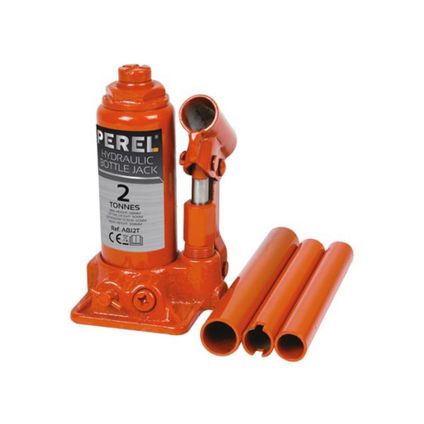 Perel Cric bouteille hydraulique, pour voiture, camion, camionnette, 2 tonnes, acier, orange