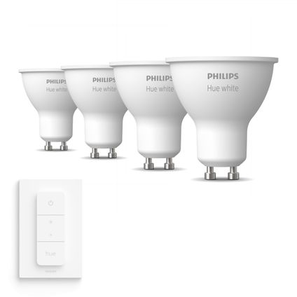 Philips Hue Uitbreidingspakket White GU10 4 Lampen en Dimmer