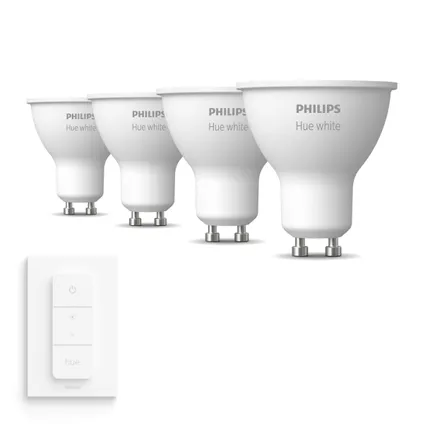 Philips Hue Pack d'expansion Hue White GU10 4 Lampes et Variateur