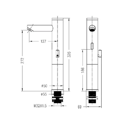 Mitigeur vasque moderne à capteur automatique Chromé - eau froide - Pula 4