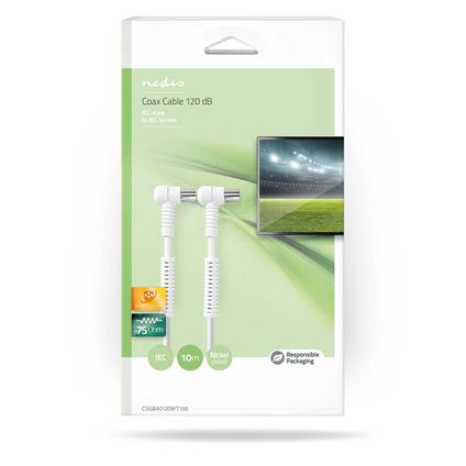 Nedis coaxkabel Fresh Green Box IEC (Coax) mannelijk - IEC (Coax) vrouwelijk 10m wit