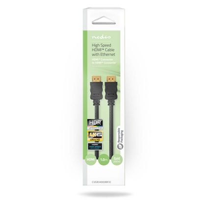 Nedis High Speed HDMI-kabel + ethernet Fresh Green Box HDMI™ Connector - HDMI™ Connector 1m zwart