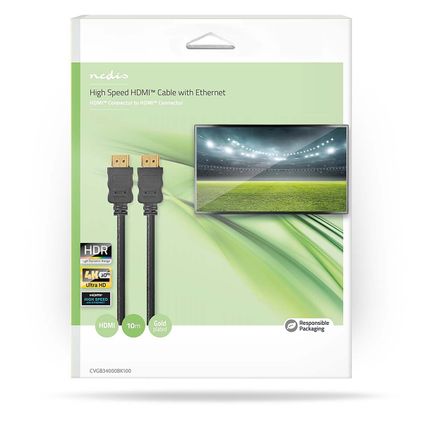 Câble HDMI Nedis Haute Vitesse + ethernet Fresh Green Box HDMI™ Connecteur - HDMI™ Connecteur 10m noir