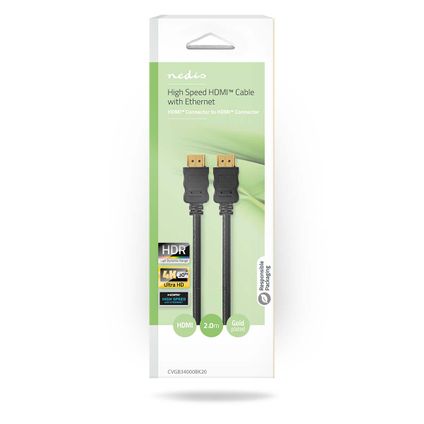 Câble HDMI Nedis Haute Vitesse + ethernet Fresh Green Box HDMI™ Connecteur - HDMI™ Connecteur 2m noir