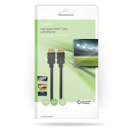 Nedis High Speed HDMI-kabel + ethernet Fresh Green Box HDMI™ Connector - HDMI™ Connector 5m zwart