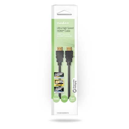Câble HDMI ultra haute vitesse Nedis Fresh Green Box HDMI™ connecteur - HDMI™ connecteur 1m noir