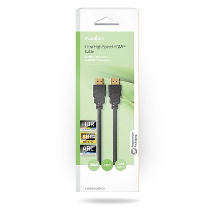 Câble HDMI ultra haute vitesse Nedis Fresh Green Box HDMI™ connecteur - HDMI™ connecteur 2m noir