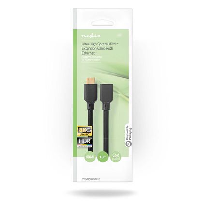 Câble HDMI ultra haute vitesse Nedis Fresh Green Box HDMI™ connecteur - HDMI™ femelle 1m noir